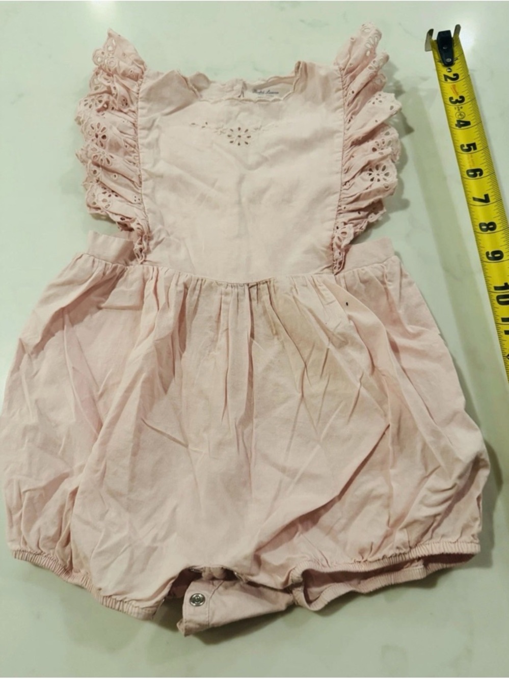 Ralph Lauren Light Pink Baby Romper with Eyelet Detail